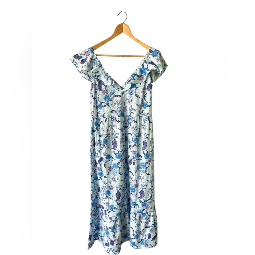 Halston Printed Ruffle Tie Back Dress - Picture 3 of 7